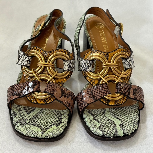 Tory Burch Snake Skin Slingback Sandals - Picture 2 of 7